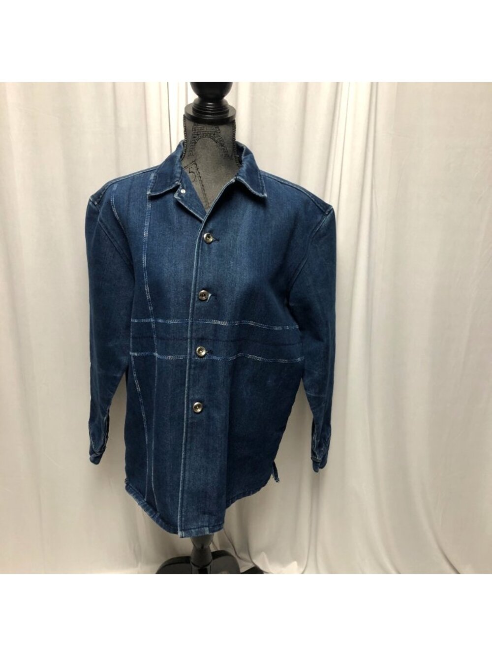 Karl Kani Denim Jacket Womens Size XL 20 Streetwear Hip Hop Blue Jean Jacket VTG
